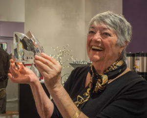 Kitty Erlacher with a James Houston design for Steuben glass