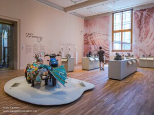 Mattiusi Iyaituk; Iqualuullamiluuq (First Mermaid) That Can Manoeuvre on the Land (Sidecar) 2016; Caribou antler, metal, aluminum, wood, and plastic.
