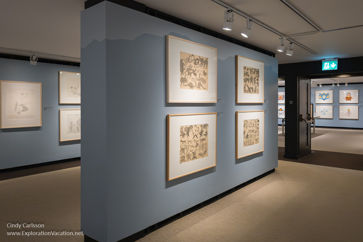 Photo of the galleries with Inuit prints at the McMichael Gallery of Canadian Art