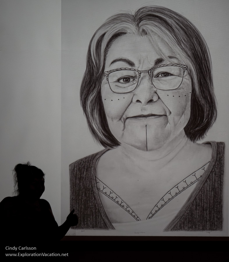 Photo of a portrait of Niap's mother with traditional Inuit tattooing
