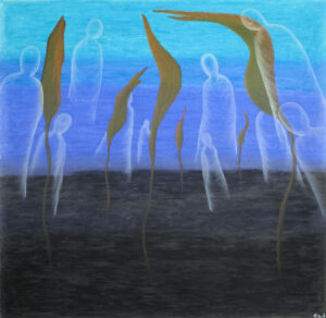 Oil pastel composition (Ghosts) by Arnaqu Ashevak.