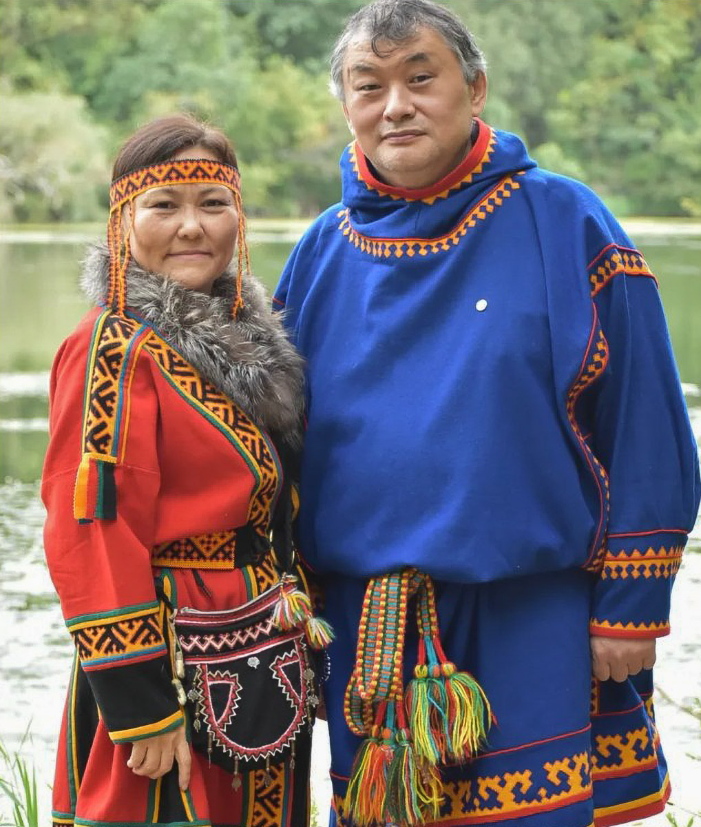 A couple in traditional Siberian Nenets clothing